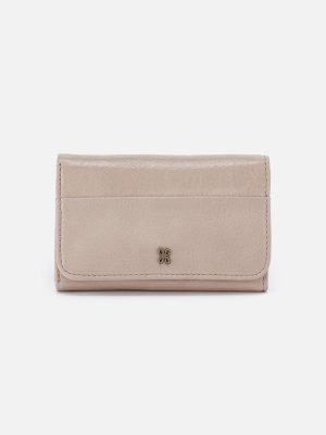 Jill Trifold Wallet in Aniline Gloss Leather - Stone Gloss