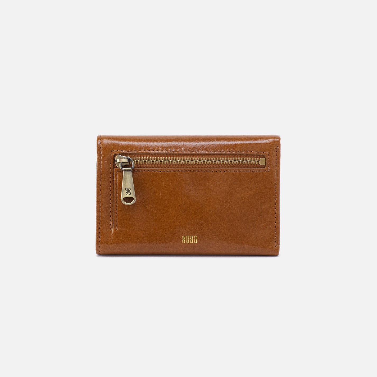 Jill Trifold Wallet in Polished Leather - Truffle - Image 4