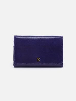 Jill Trifold Wallet in Polished Leather - Winter Violet