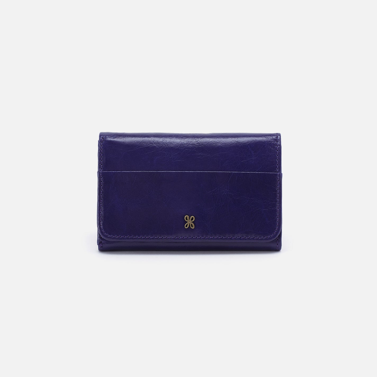 Jill Trifold Wallet in Polished Leather - Winter Violet
