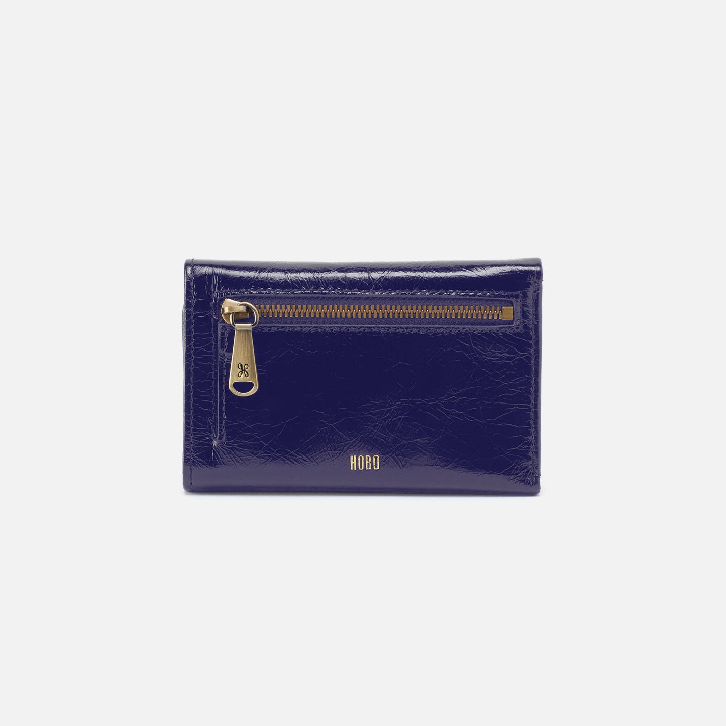 Jill Trifold Wallet in Polished Leather - Winter Violet - Image 3