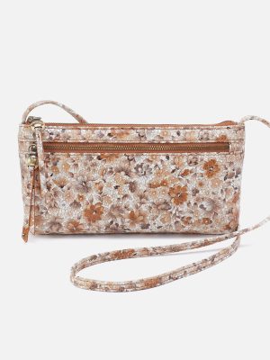 Cara Crossbody In Printed Leather - Sepia Bloom