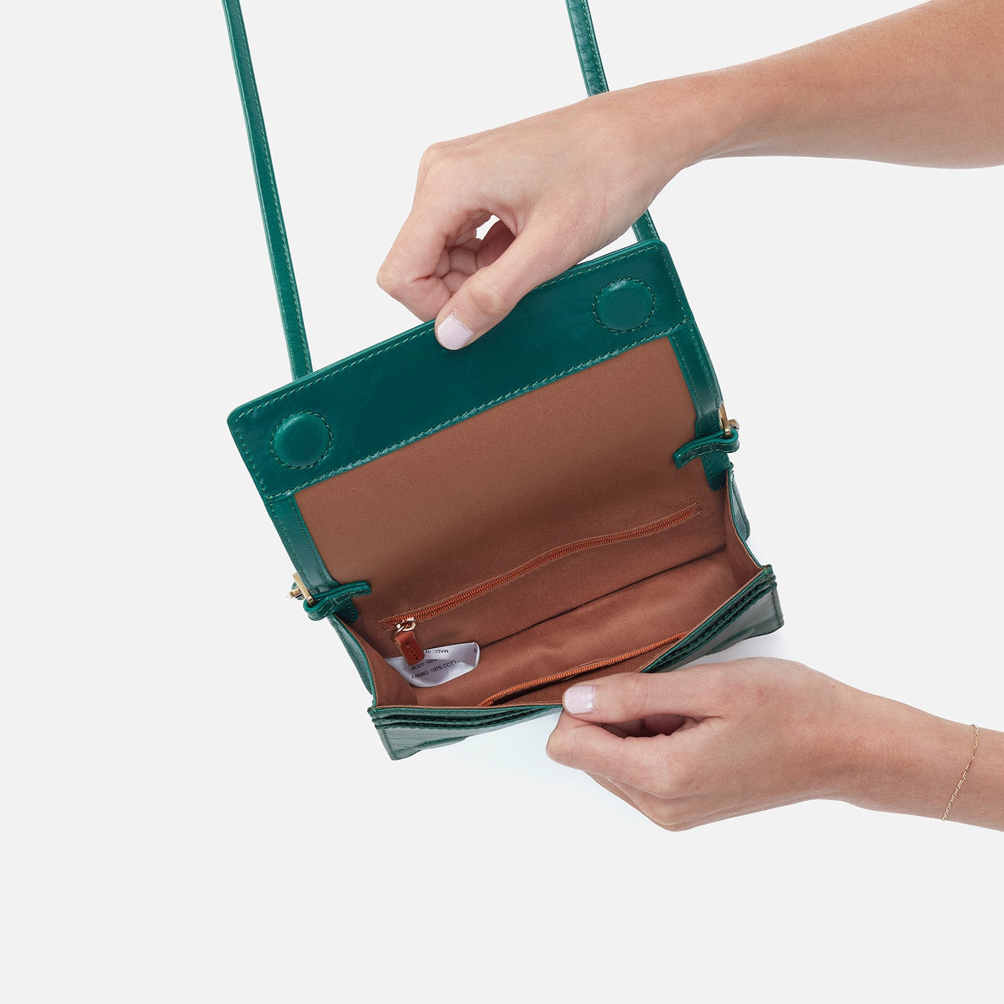 Jill Crossbody In Polished Leather - Alpine Green - Image 3