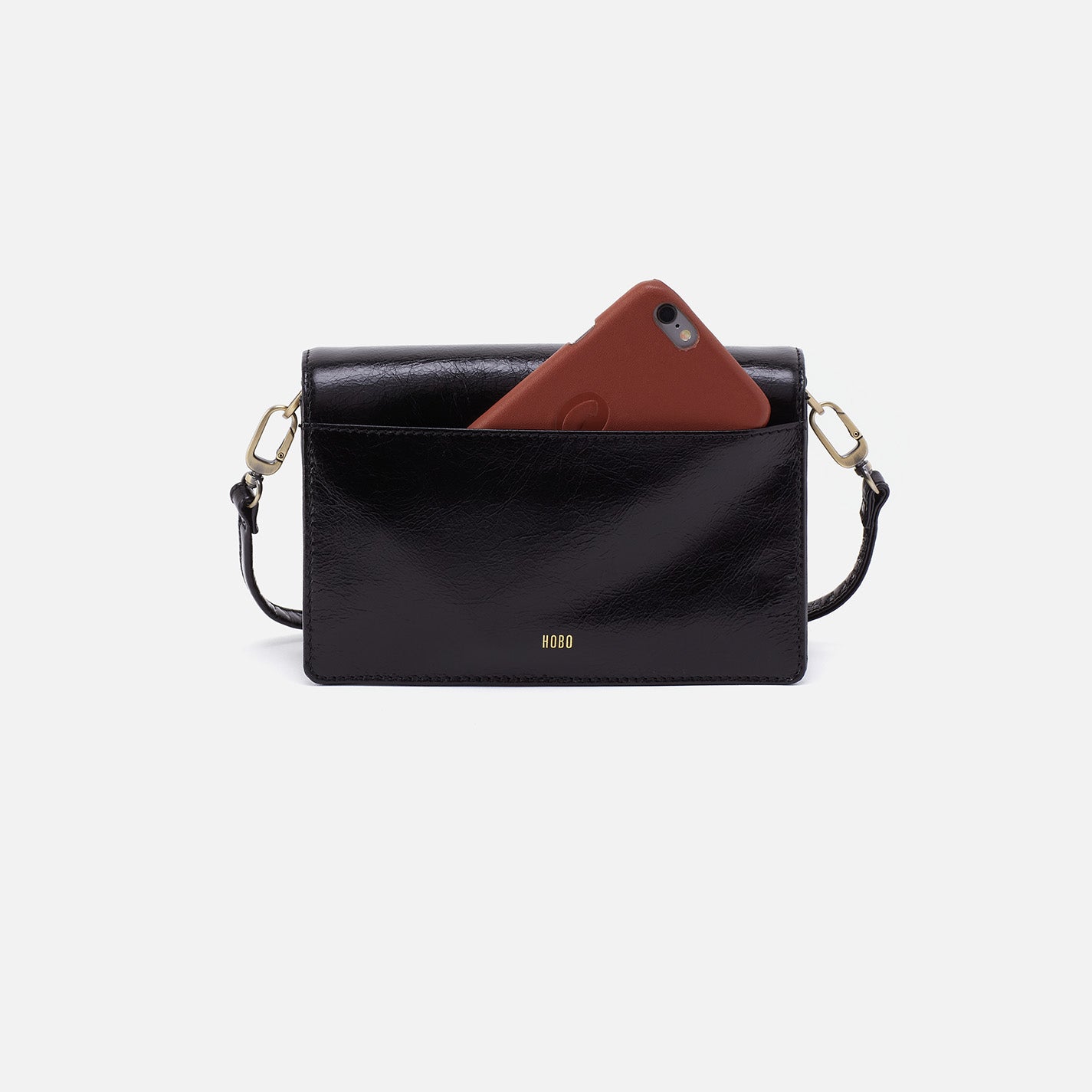 Jill Crossbody In Polished Leather - Black - Image 5