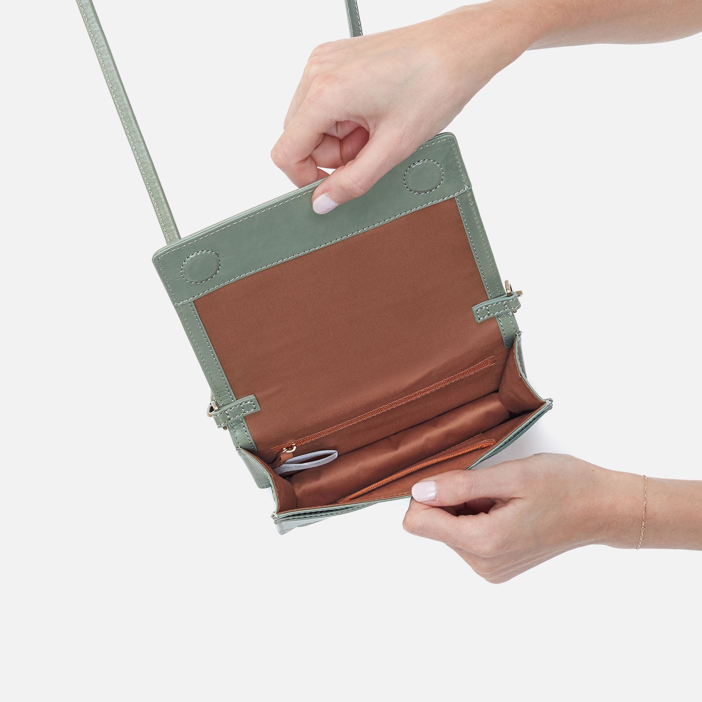 Jill Crossbody In Polished Leather - Jade - Image 3