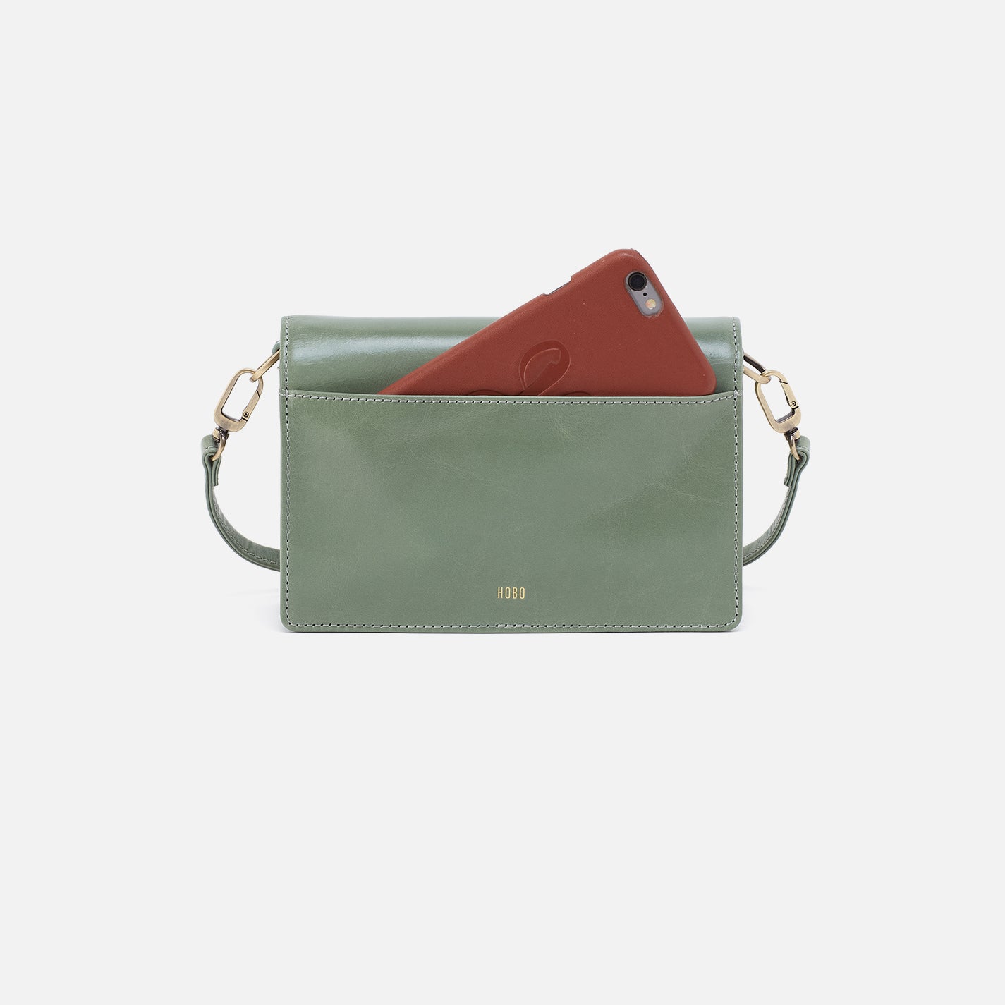 Jill Crossbody In Polished Leather - Jade - Image 5