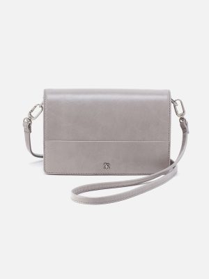 Jill Crossbody In Polished Leather - Light Grey