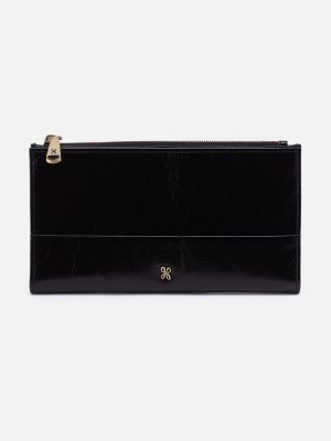 Jill Large Bifold Wallet in Polished Leather - Black