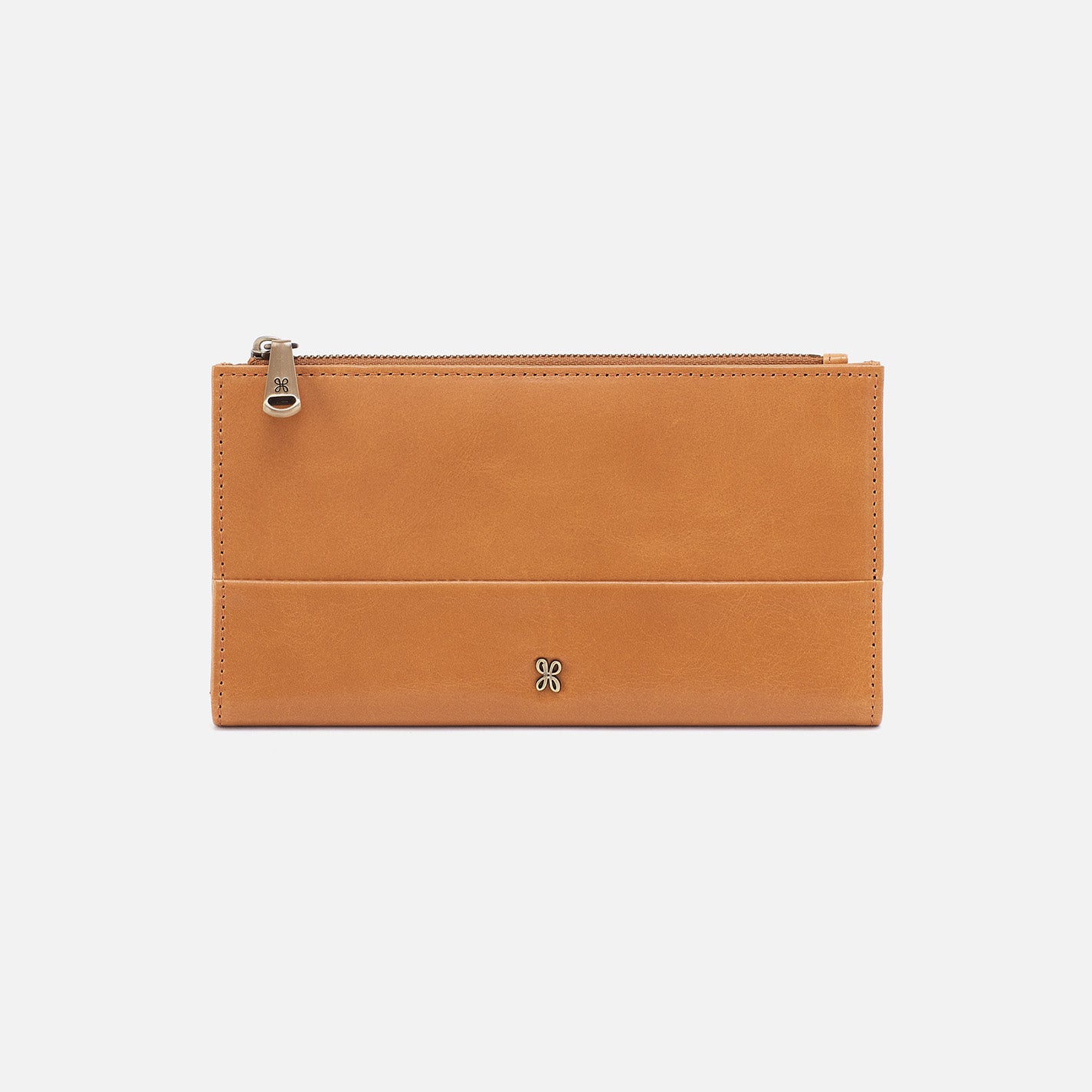Jill Large Bifold Wallet in Polished Leather - Natural