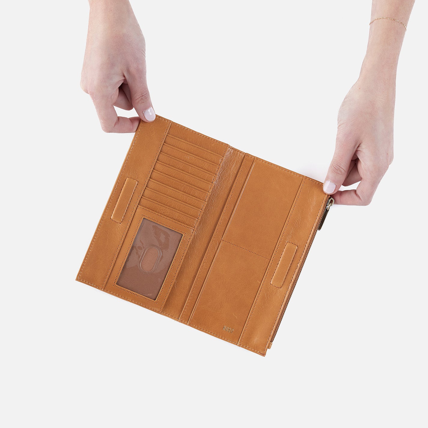 Jill Large Bifold Wallet in Polished Leather - Natural - Image 3