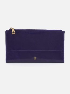 Jill Large Bifold Wallet in Polished Leather - Winter Violet