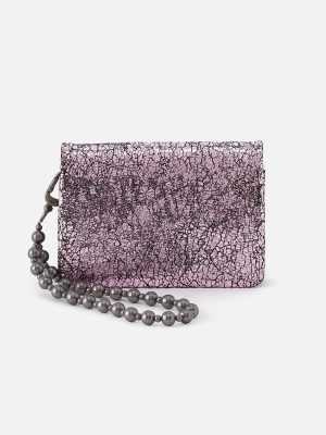 Ross Bead Wristlet In Metallic Leather - Blush Crackle