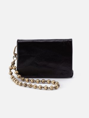 Ross Bead Wristlet In Polished Leather - Black