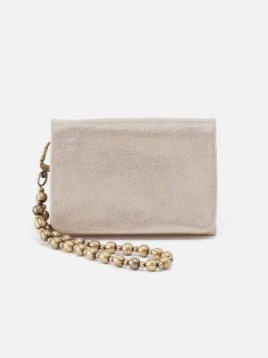 Ross Bead Wristlet In Metallic Leather - Sand Shimmer