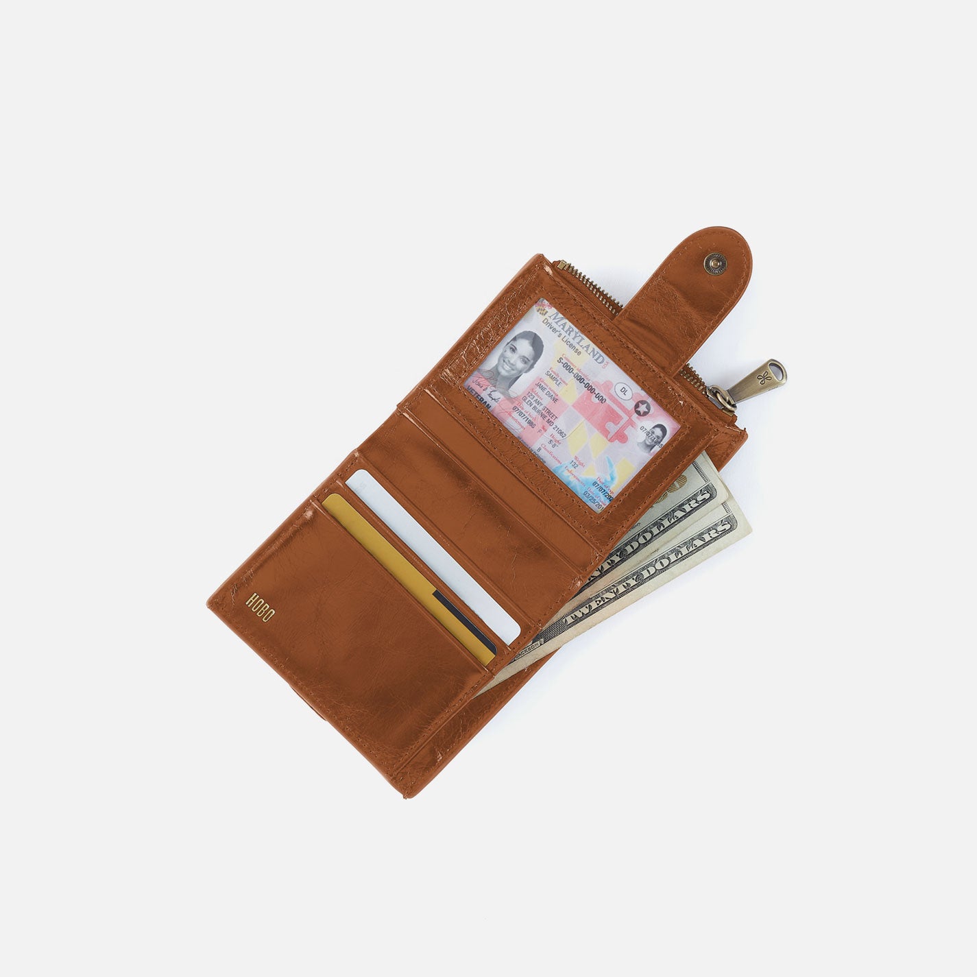 Dunn Mini Wallet in Polished Leather - Truffle - Image 3