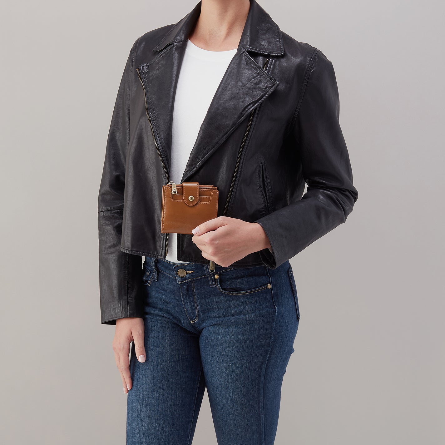 Dunn Mini Wallet in Polished Leather - Truffle - Image 2