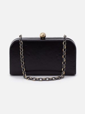 Lauren Minaudiere In Polished Leather - Black