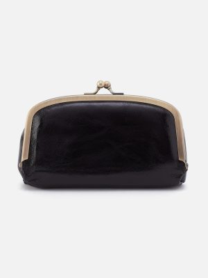 Save Face Frame Pouch In Polished Leather - Black