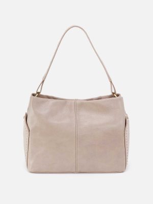 Seneca Shoulder Bag in Aniline Gloss Leather - Stone Gloss