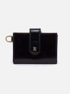 Jean Accordion Card Case In Polished Leather - Black