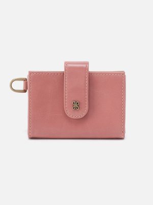 Jean Accordion Card Case In Polished Leather - Rose