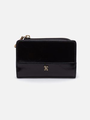 Jill Card Case In Polished Leather - Black