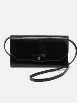 Romy Wallet Crossbody in Polished Leather - Black
