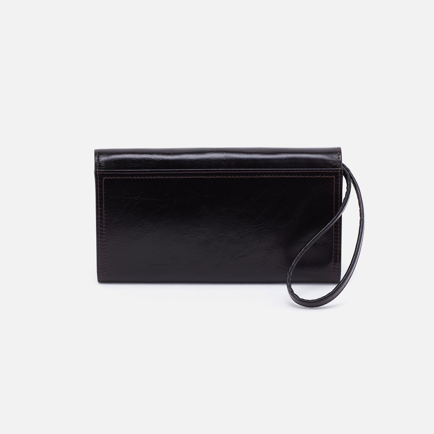 Romy Wallet Crossbody in Polished Leather - Black - Image 6
