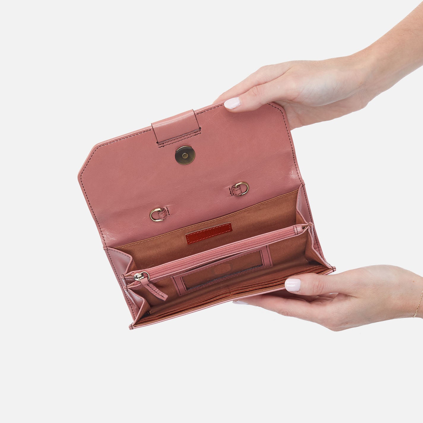 Romy Wallet Crossbody In Polished Leather - Rose - Image 4