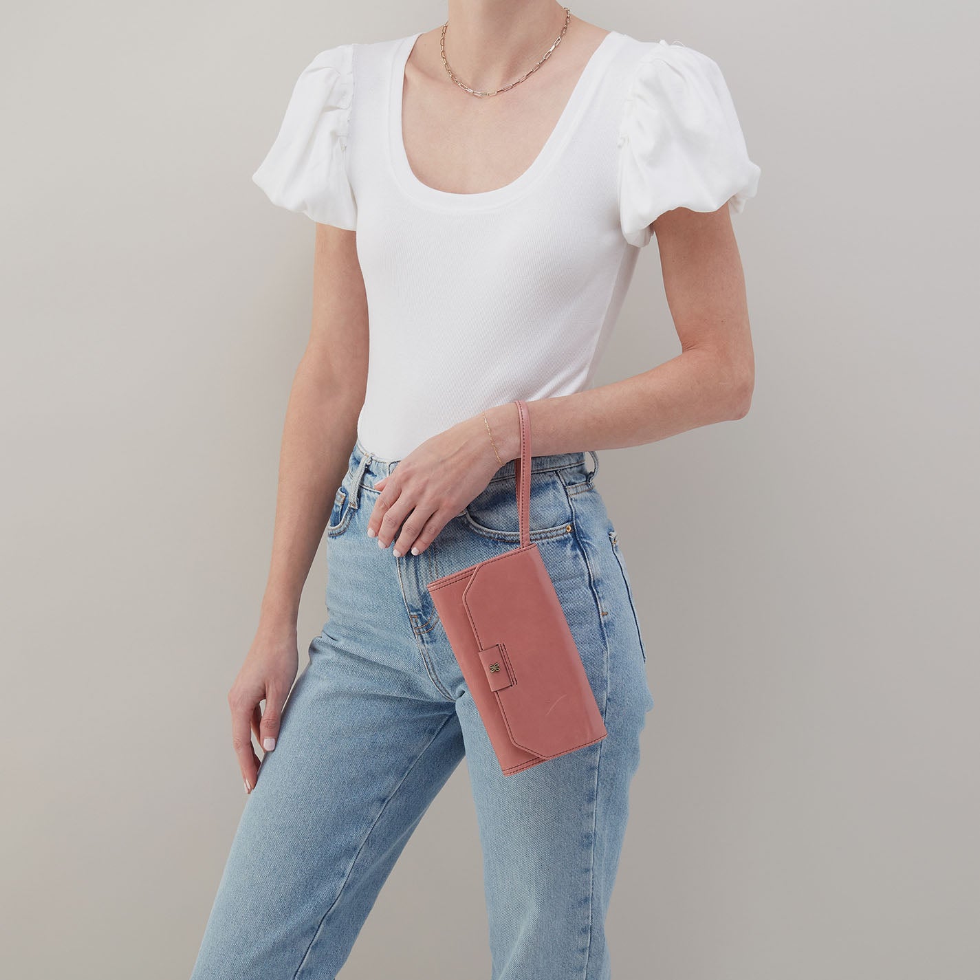 Romy Wallet Crossbody In Polished Leather - Rose - Image 5
