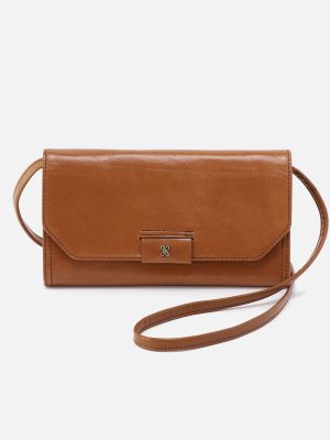 Romy Wallet Crossbody in Polished Leather - Truffle