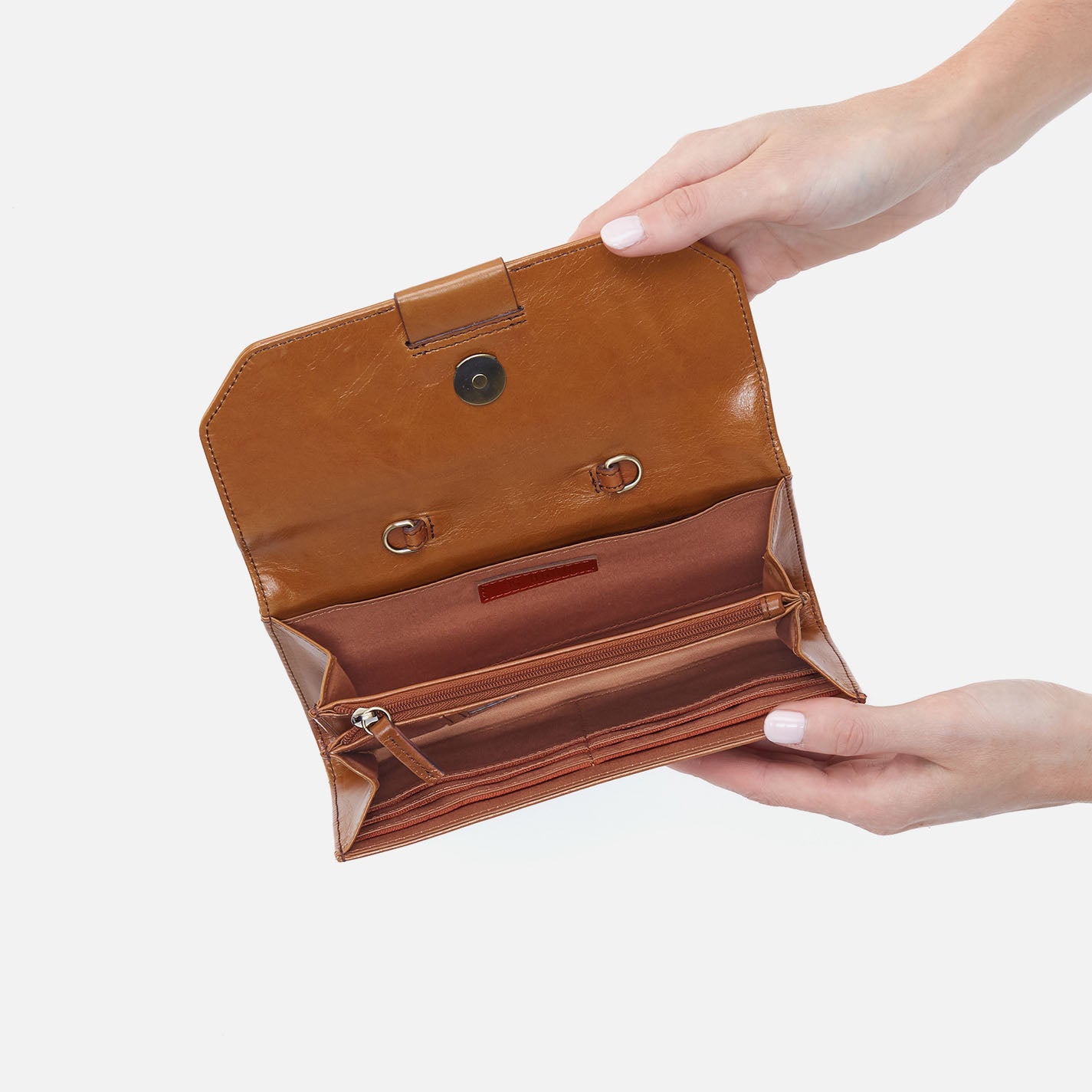 Romy Wallet Crossbody in Polished Leather - Truffle - Image 3