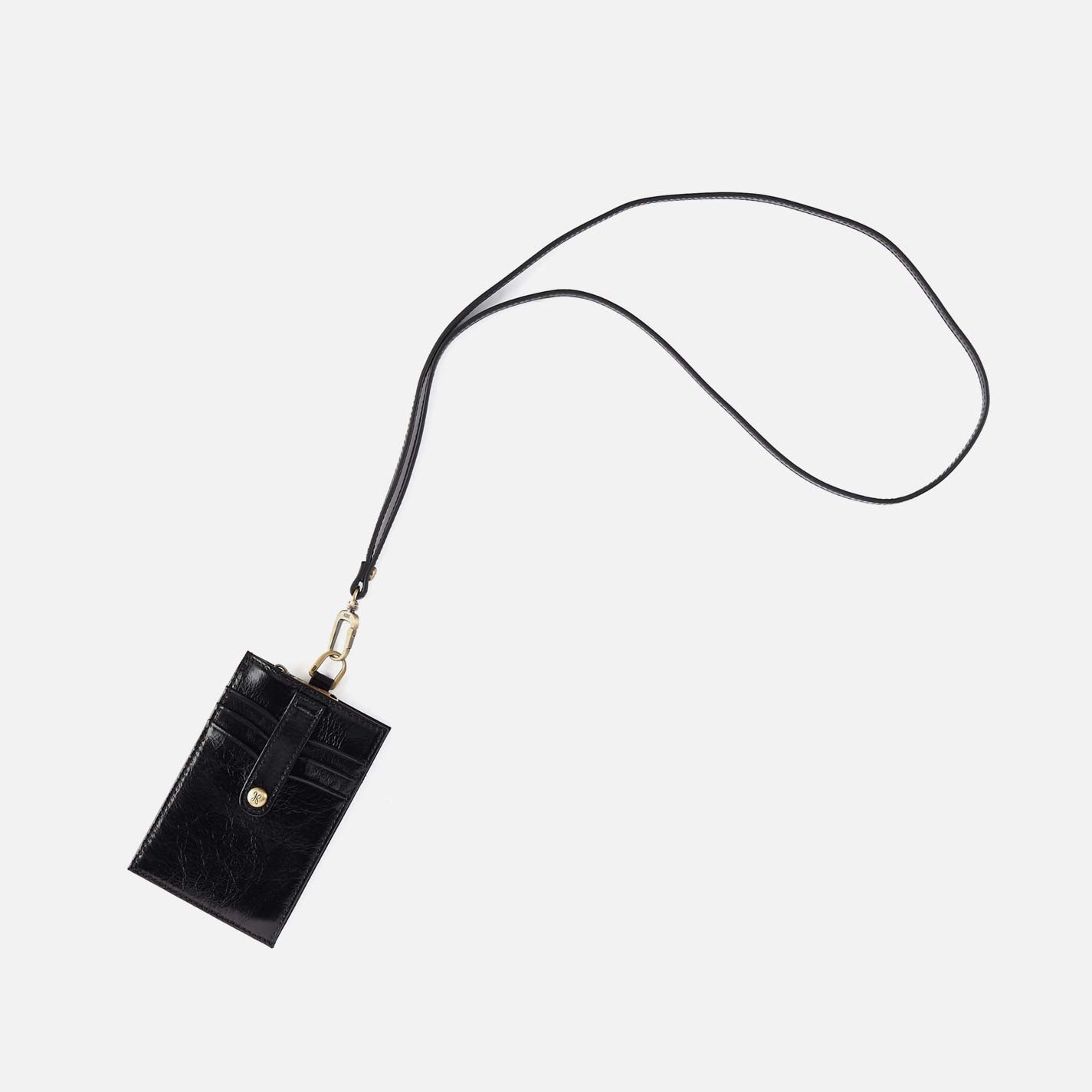 Around Town Lanyard in Polished Leather - Black