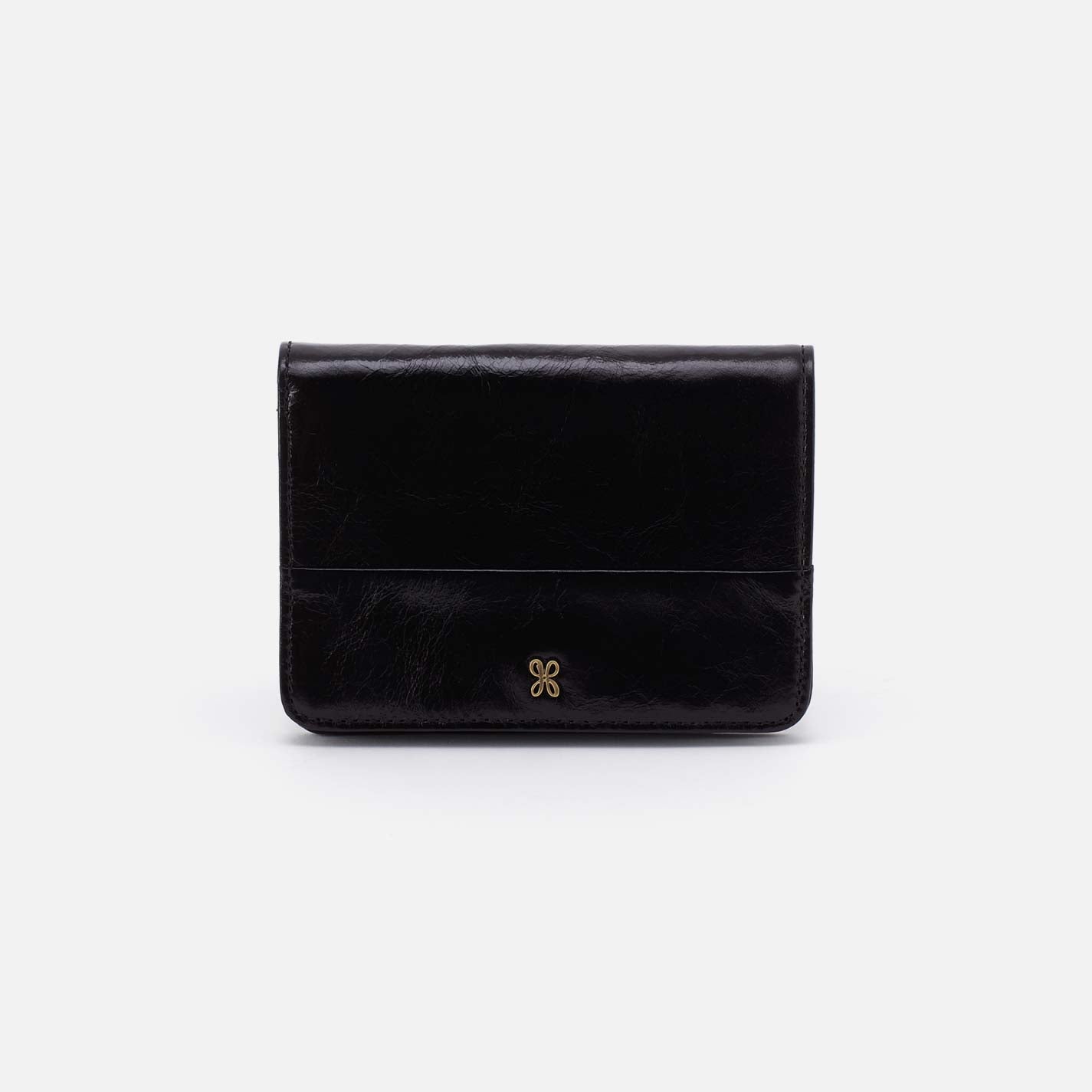 Jill Bifold Wallet in Polished Leather - Black