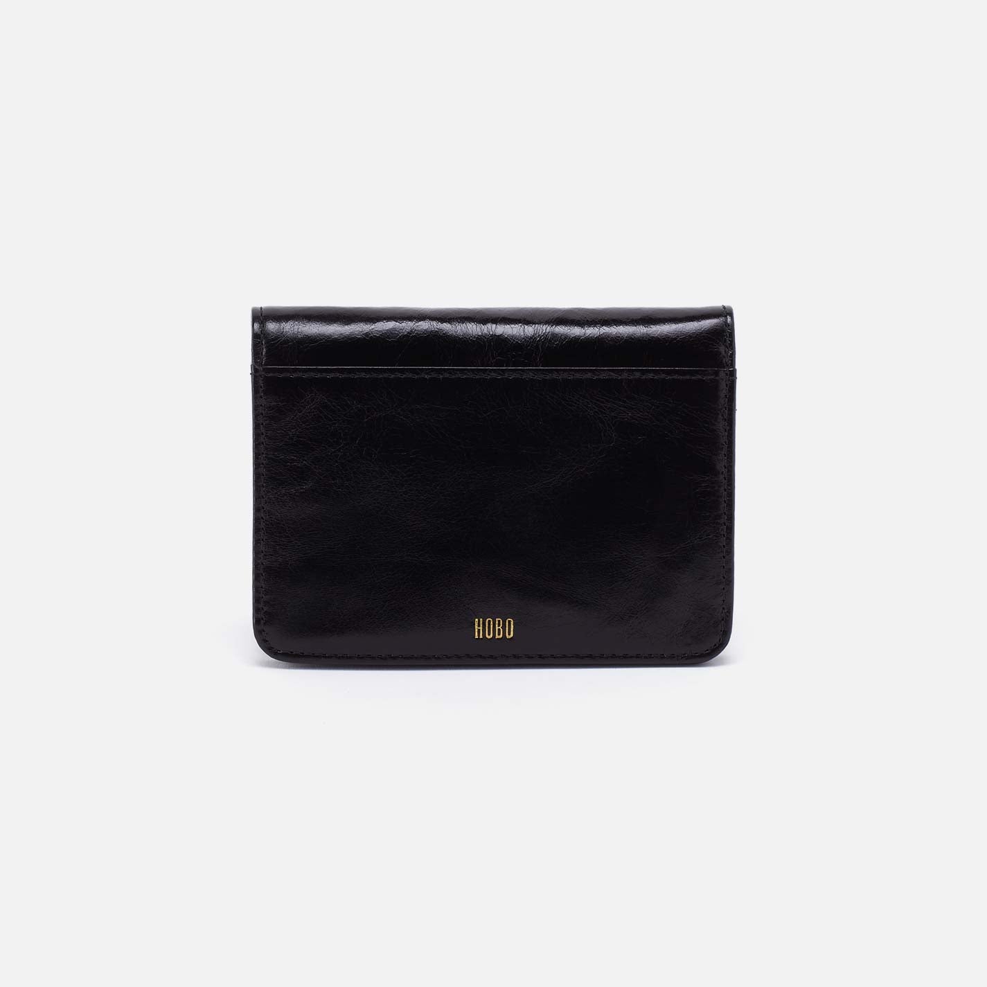 Jill Bifold Wallet in Polished Leather - Black - Image 4