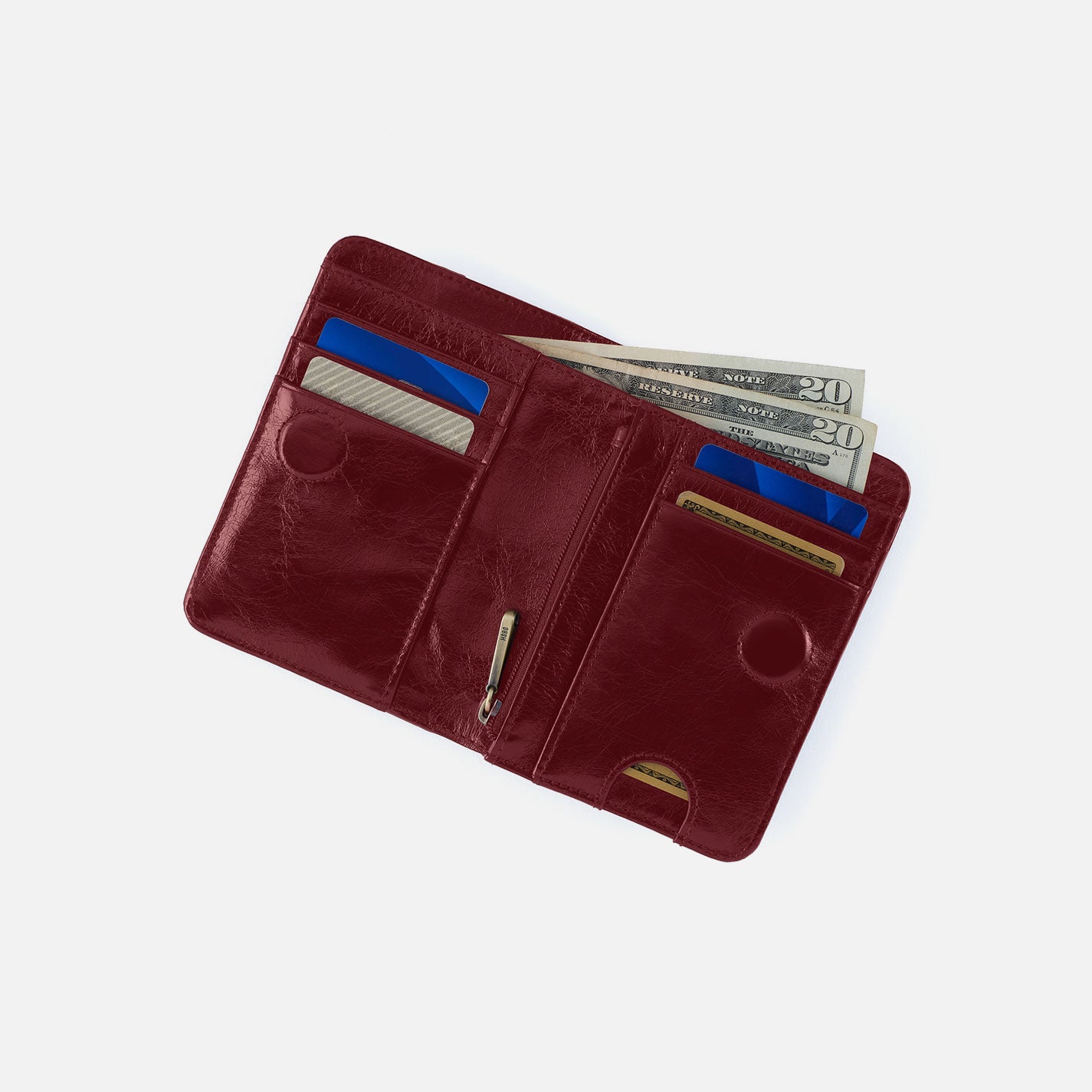Jill Bifold Wallet in Polished Leather - Saddleberry - Image 3