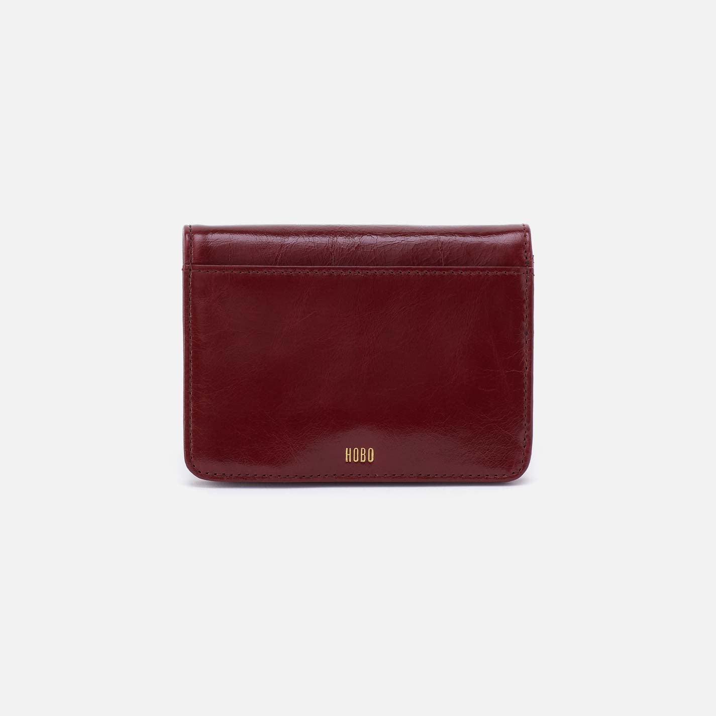 Jill Bifold Wallet in Polished Leather - Saddleberry - Image 4
