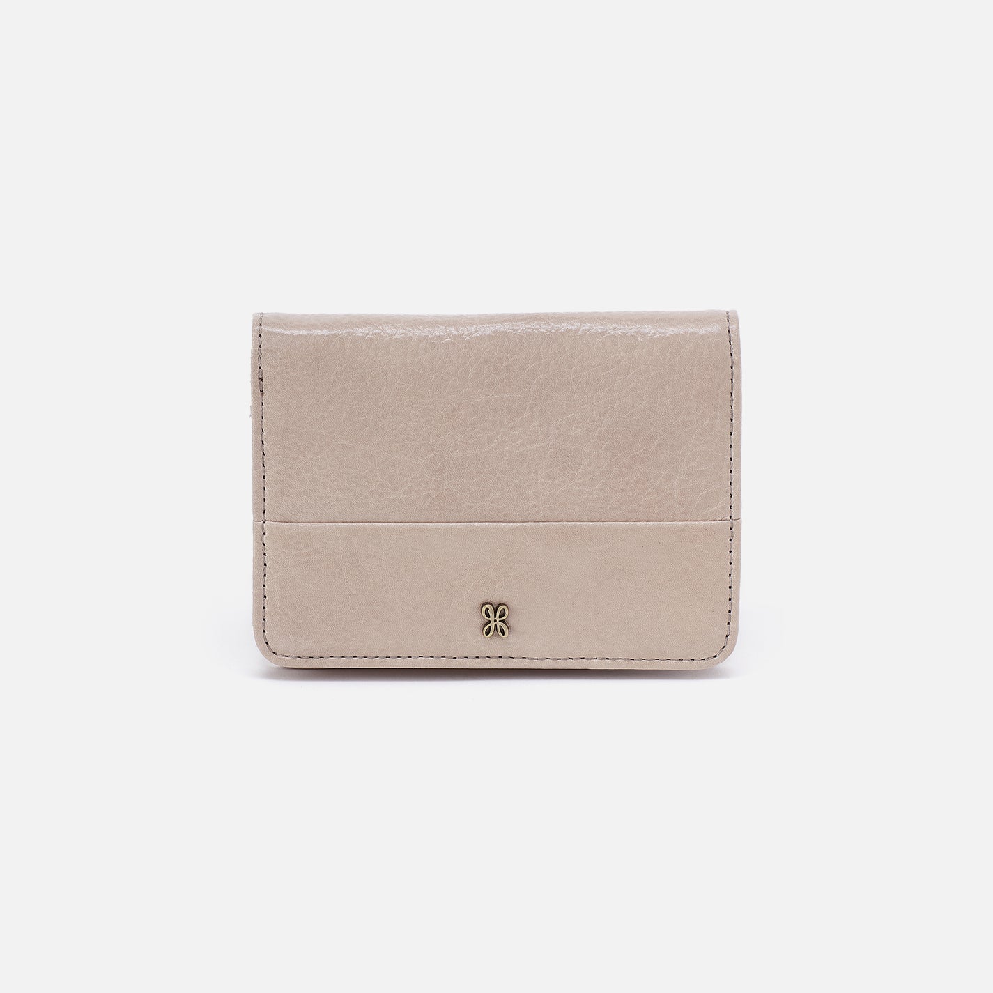 Jill Bifold Wallet in Aniline Gloss Leather - Stone Gloss