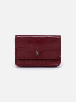 Jill Flap Card Case in Polished Leather - Saddleberry