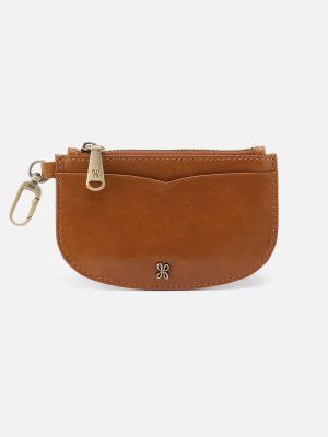 Luna Card Pouch in Polished Leather - Truffle