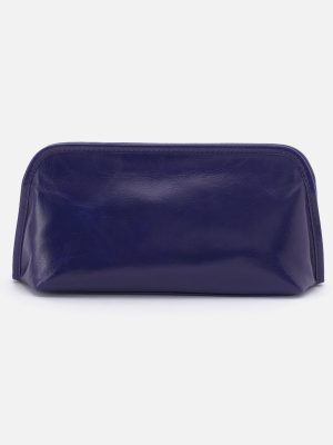 Beauty Brush Case in Polished Leather - Winter Violet