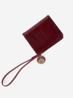 Coin Wristlet Wallet in Aniline Gloss Leather - Garnet Gloss