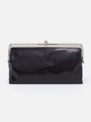 Lauren Clutch-Wallet in Polished Leather - Black