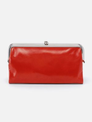 Lauren Clutch-Wallet In Polished Leather - Grenadine