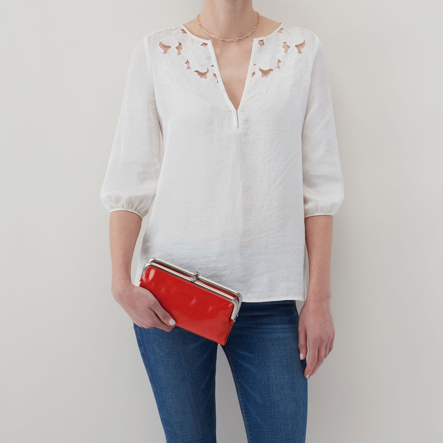 Lauren Clutch-Wallet In Polished Leather - Grenadine - Image 2