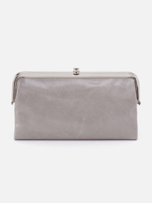 Lauren Clutch-Wallet In Polished Leather - Light Grey