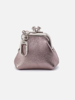 Run Frame Pouch in Metallic Leather - Pewter Spur