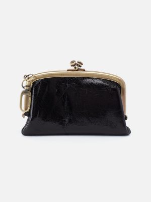 Cheer Frame Pouch In Polished Leather - Black