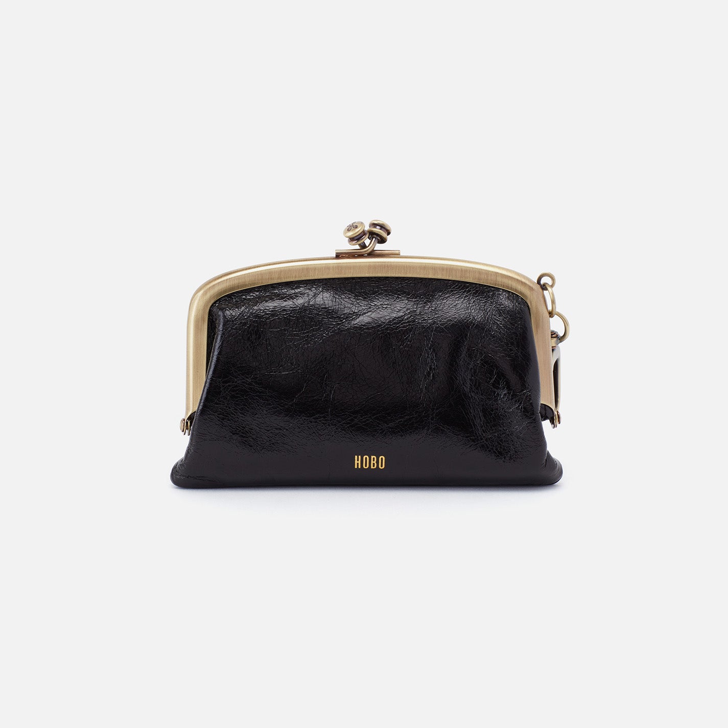 Cheer Frame Pouch In Polished Leather - Black - Image 3