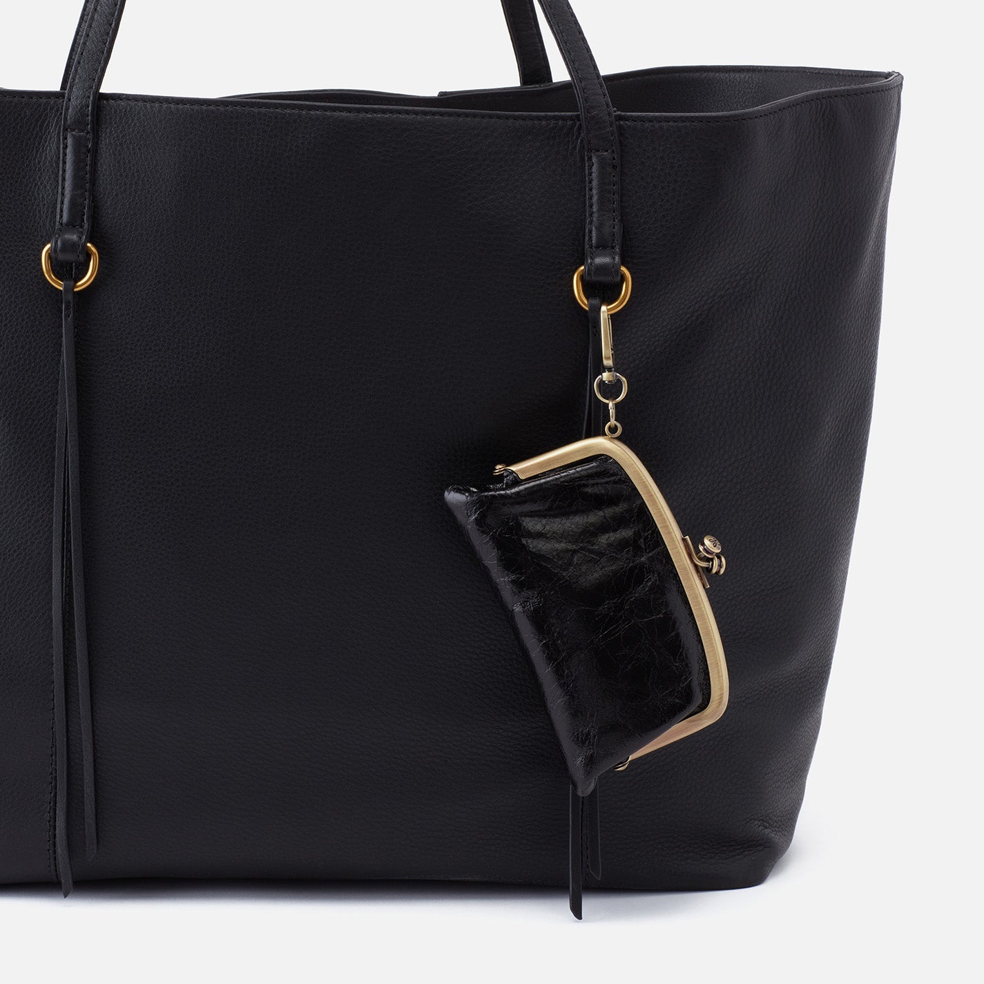 Cheer Frame Pouch In Polished Leather - Black - Image 4